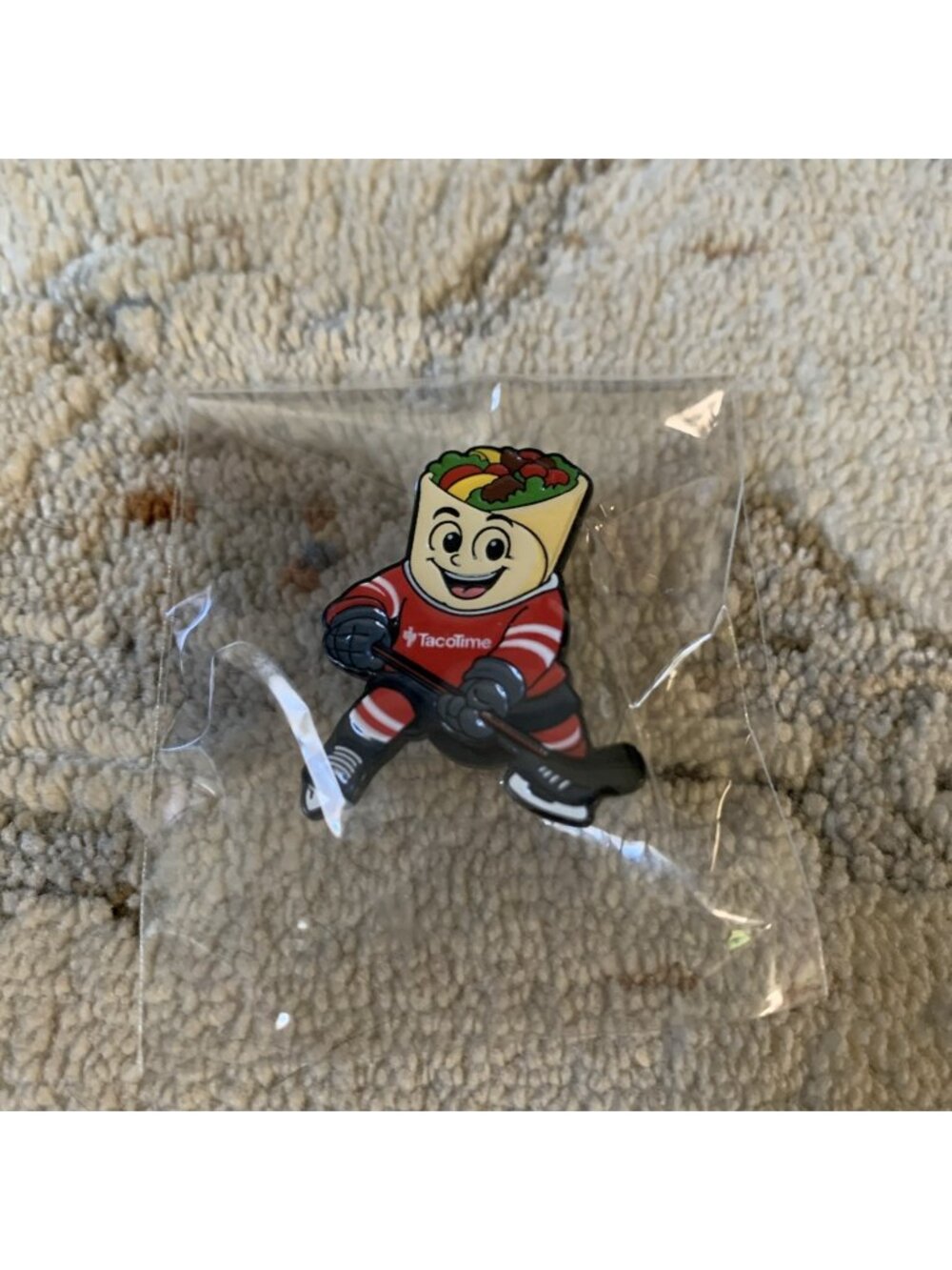 Taco Time Canada Day Lapel Pin 2026 Hockey Player Fast Food Memorabilia Burrito